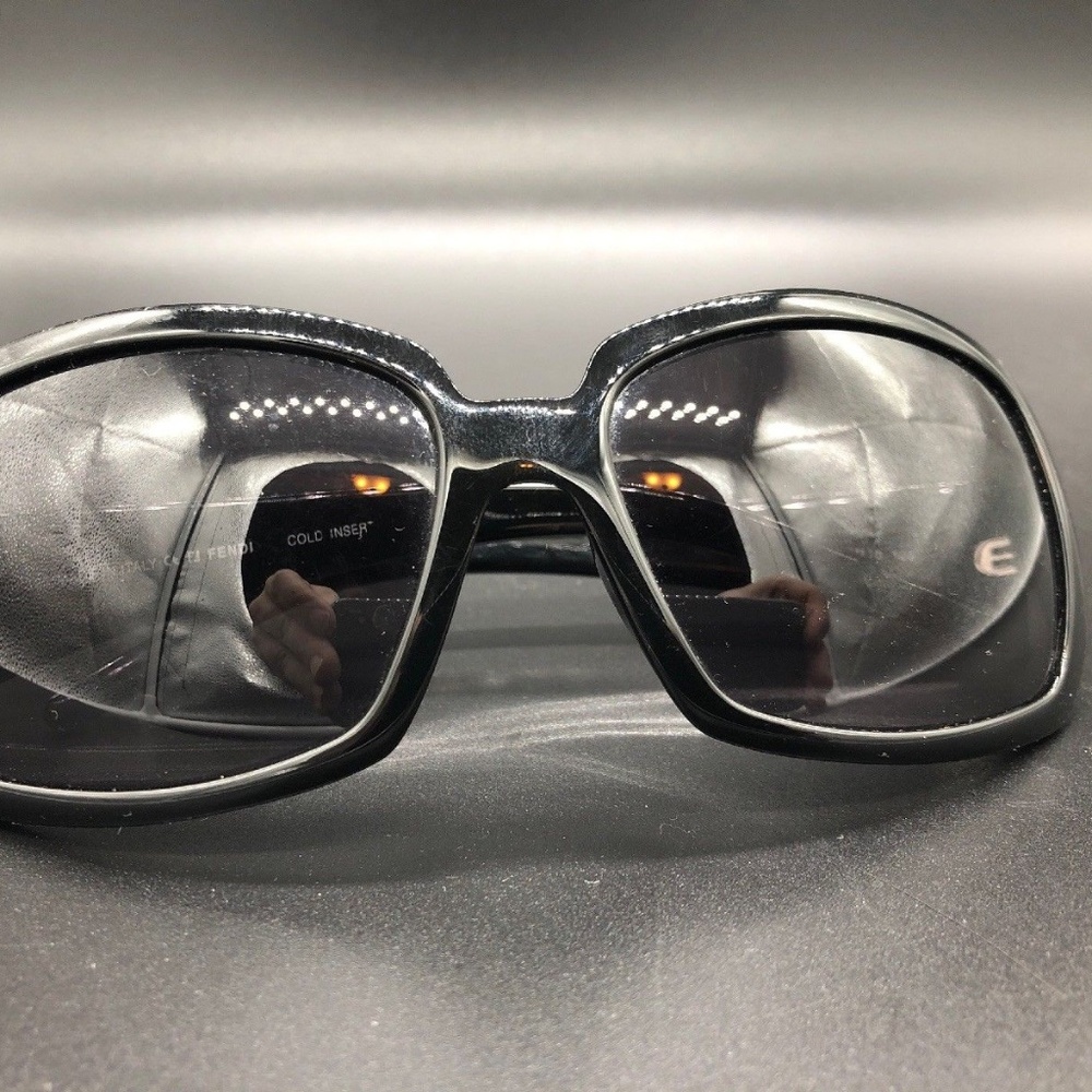 FENDI Sunglasses w/ Case Black Gray Plastic